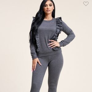 Ruffle Sweatsuit jogger pant set